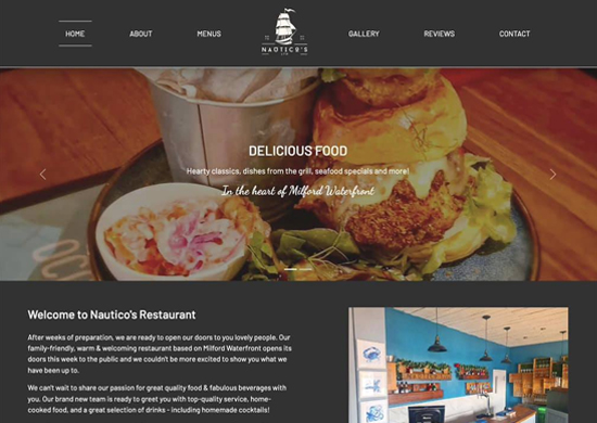 Nautico's Restaurant Website Homepage Preview